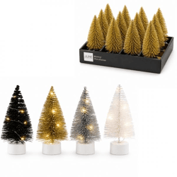 J-Line Weihnachtsbaum-LED, batteriebetrieben, Glitzer, 13 cm, 4 verschiedene Ausführungen, 12 Stück im Display
