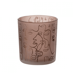 J-Line Teelichthalter „Faces“, braun, 8 cm