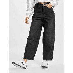 lässige URBAN CLASSICS Damen Jeans Reißverschluss Taschen 370 g/m² mit Baumwolle Schwarz