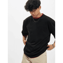 lässiges URBAN CLASSICS Herren T-Shirt 180 g/m² mit Baumwolle Schwarz/Rot