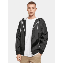 moderne Build Your Brand Herren Jacke Reißverschluss Taschen 75 g/m² Schwarz/Weiß