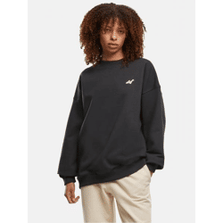 modernes DEF Damen Sweatshirt Rippstrick Oversize Schwarz