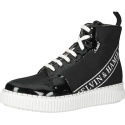 Modische Melvin & Hamilton Sneaker Schnürschuhe für Damen Nuri 14 119587 Baby Soft Patent Schwarz