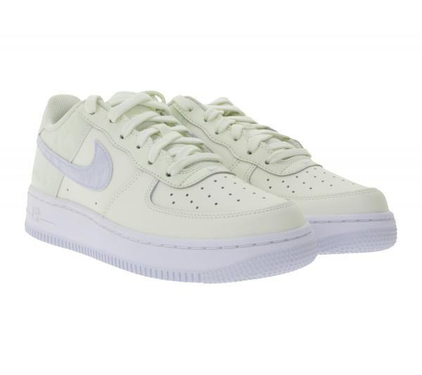 NIKE Air Force 1 GS Kinder Sneaker f&uuml;r M&auml;dchen Echtleder Turnschuhe Teenager Low-Top Sneaker CT3839 110 Creme-Wei&szlig;