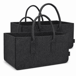 Premium Dark Gray Felt Basket, 61 cm, Set of 2
