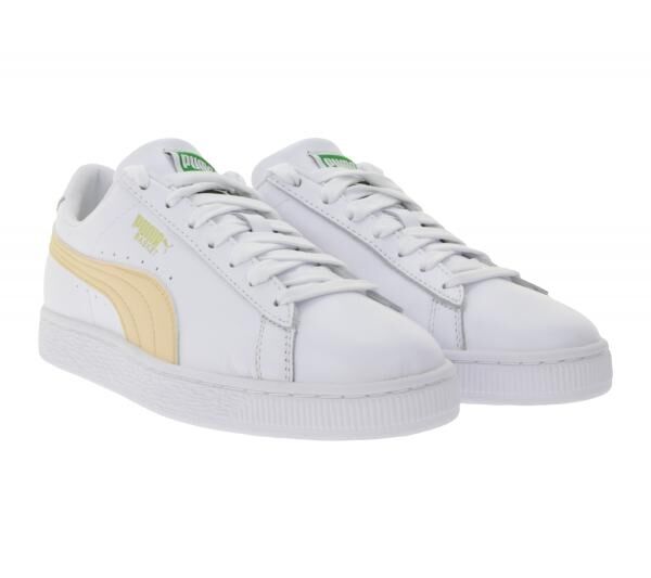 PUMA Basket Classic XXL Damen Echtleder-Schuhe Freizeit-Sneaker Low Schn&uuml;r-Schuhe 374923 Wei&szlig;