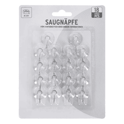 Suction Hooks, Metal, Set of 18, 2 cm in diameter