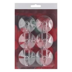 Suction Hooks, Metal, Set of 6, 5 cm in diameter