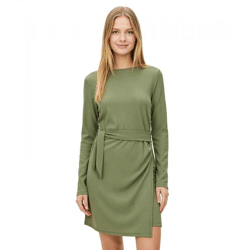 schlichtes Damen Mini-Kleid langärmliges Jersey-Crepe-Kleid Business-Kleid 923840 Grün