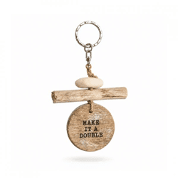 Schlüsselanhänger Make it Double Holz natur 13 cm