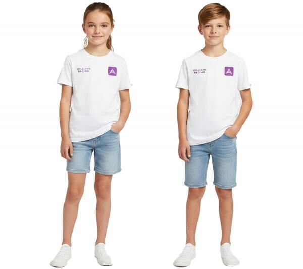 sportliches PUMA x Williams F1 Albon Formel 1 Kinder Kurzarm-Shirt Sport-Shirt aus Baumwolle 701227495 001 Wei&szlig;