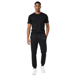 stilsichere ON THAT ASS Aaron Herren Jogging-Hose Baumwoll-Sweat-Hose mit Logo-Schriftzug und Taschen Jogger Schwarz