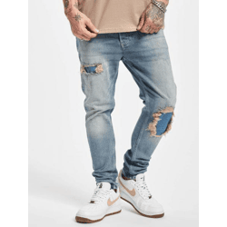Stylish 2Y Premium Men's Skinny-Fit Stretch Jeans with Zipper, Cotton, Blue