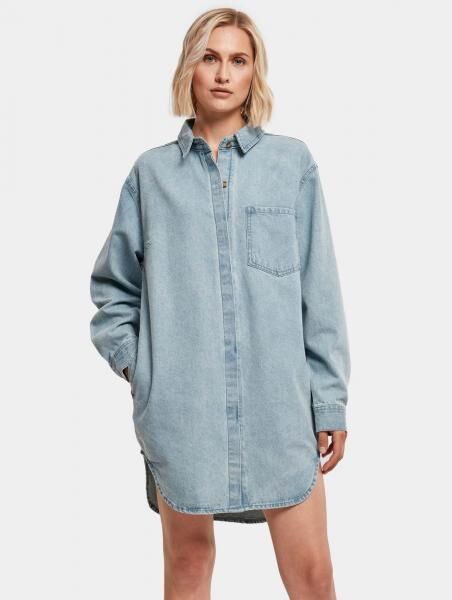 stylische URBAN CLASSICS Damen Jeans Oversize Denim 370 g/m&sup2; mit Baumwolle Blau