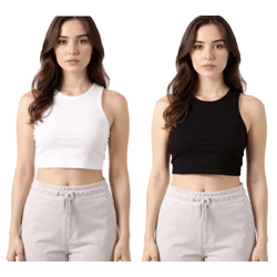 ZEGY Damen Crop-Top Tank-Top geripptes Baumwoll-Shirt ärmellos 1085 Schwarz oder Weiß