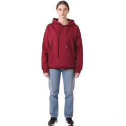 ZEGY Damen Hoodie schlichter Kapuzen-Pullover mit Kängurutasche Sweater 1077 Bordeaux-Rot