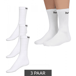 3 Paar hummel Damen & Kinder Basic Sport-Socken mit Marken-Schriftzug Baumwoll-Strümpfe Alltags-Socken 205603 9001 Weiß