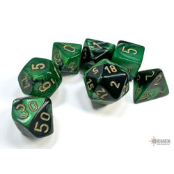 Chessex: Gemini Black-Green/gold Polyhedral 7-Dice Set