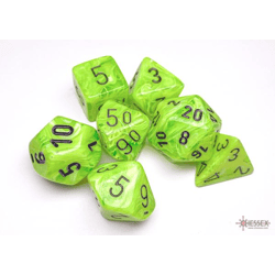 Chessex: Vortex Bright Green/black Polyhedral 7-Dice Set
