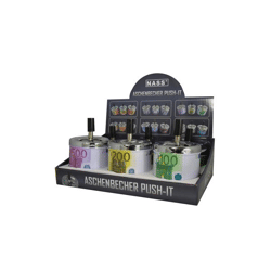 Euro - Rotating Ashtray Assortment - 9 x 12 cm - Display of 6