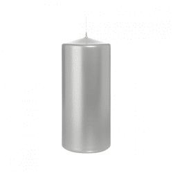 Gala Stumpenkerze silber 6,8 x 15 cm