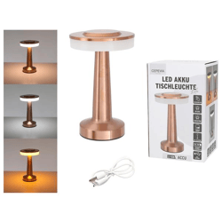 LED Tischleuchte Lille, kupfer, USB, ca. 21cmH
