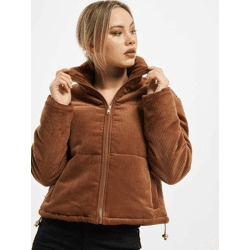 moderne Urban Classics Damen Jacke Reißverschluss Taschen 230 g/m² mit Baumwolle Braun