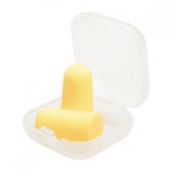 Earplugs in a yellow storage box