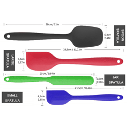 Teigschaber-Set (4-teilig) Silikonspatel Teigspachtel Backzubehör mit Metallkern bis 220° BPA frei 