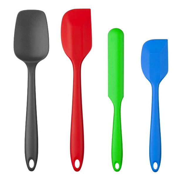 Teigschaber-Set (4-teilig) Silikonspatel Teigspachtel Backzubehör mit Metallkern bis 220° BPA frei 