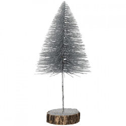 J-Line Christmas Tree on Stand, Glitter Silver, 35 cm