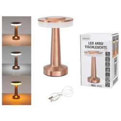 LED Tischleuchte Lille, kupfer, USB, ca. 21cmH