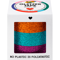 FOLIA - Glitzer-Tape 3er-Set, 5mx15mm-kupfer/türkis/violett