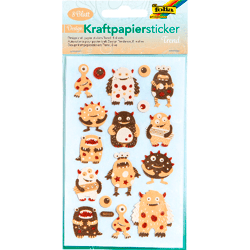 FOLIA - Kraftpapier-Sticker TREND, 10x16cm-8 Blatt, Motive sortiert