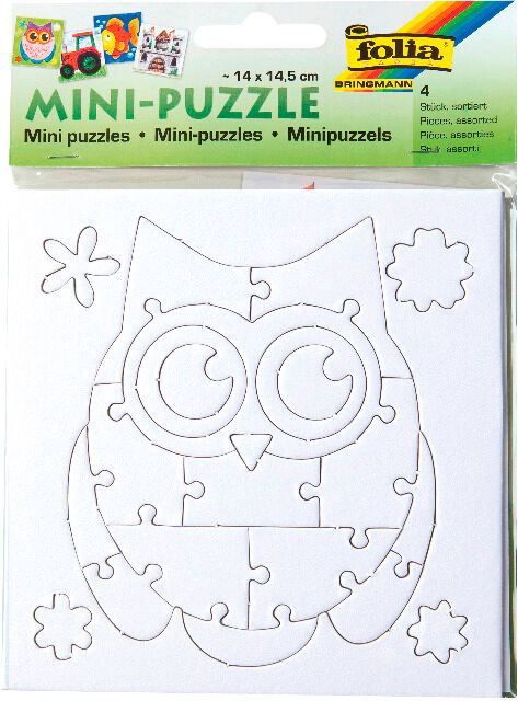 FOLIA - Mini Puzzle Sortierung extra stark, ca.14x14,5cm-4 Sets, Motive sortiert