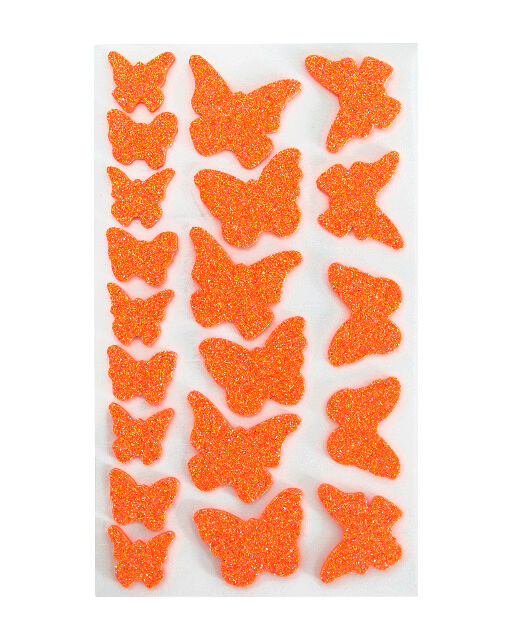 FOLIA - Moosgummi Glitter-Sticker FALTER-40 St&uuml;ck, orange/blau sortiert