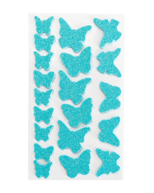 FOLIA - Moosgummi Glitter-Sticker FALTER-40 St&uuml;ck, orange/blau sortiert