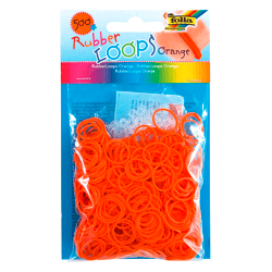 FOLIA - Rubber Loops ORANGE-500 Stück, 25 S-Klipse, 1 Häkelnadel