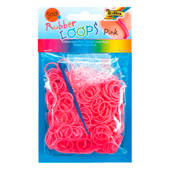 FOLIA - Rubber Loops PINK-500 Stück, 25 S-Klipse, 1 Häkelnadel