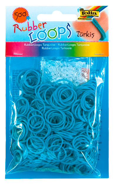FOLIA - Rubber Loops T&Uuml;RKIS-500 St&uuml;ck, 25 S-Klipse, 1 H&auml;kelnadel