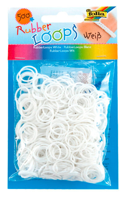 FOLIA - Rubber Loops WEISS-500 St&uuml;ck, 25 S-Klipse, 1 H&auml;kelnadel