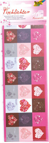 FOLIA - Tischlichter ROMANTIK, 10x27cm-10 Blatt (je 4x2 Motive + 2x wei&szlig;)
