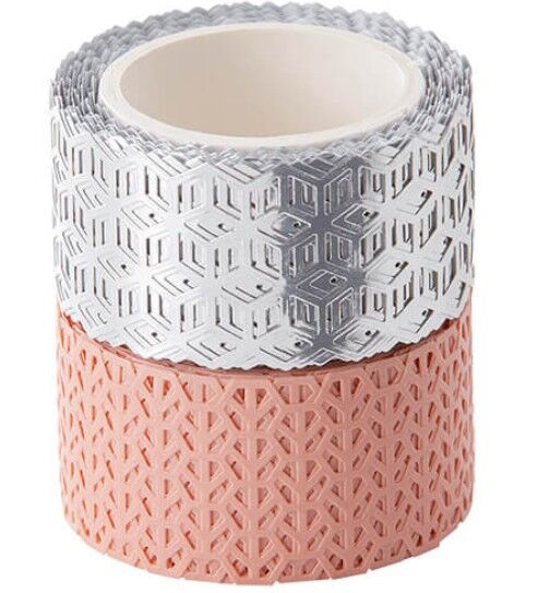 FOLIA - Washi-Dekor 2er Set ROSE/SILBER-2x 25mmx5m