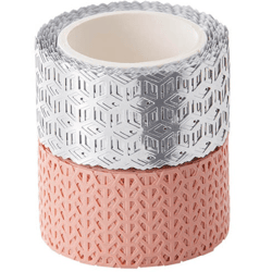 FOLIA - Washi-Dekor 2er Set ROSE/SILBER-2x 25mmx5m