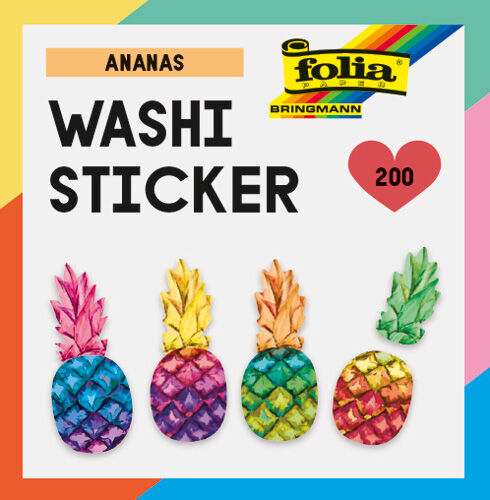 FOLIA - Washi-Sticker ANANAS-200 Stk. auf Rolle