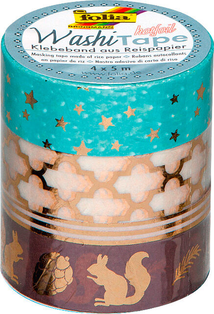 FOLIA - Washi-Tape 4er Set HOTFOIL GOLD III-3x 15mmx5m + 1x 5mmx5m