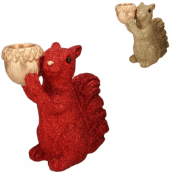 Bowl Jingle squirrel standing red/gold 16 cm 2 assorted
