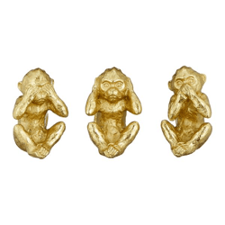 Affe 3/s, gold, klein, ca. 10cmH
