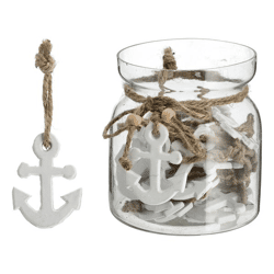 Pendant, anchor, white, approx. 4x5.5cm