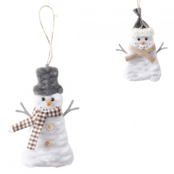 Boltze Weihnachtsanhänger „Schneemann“ 16 cm, 2er-Set, gemischt